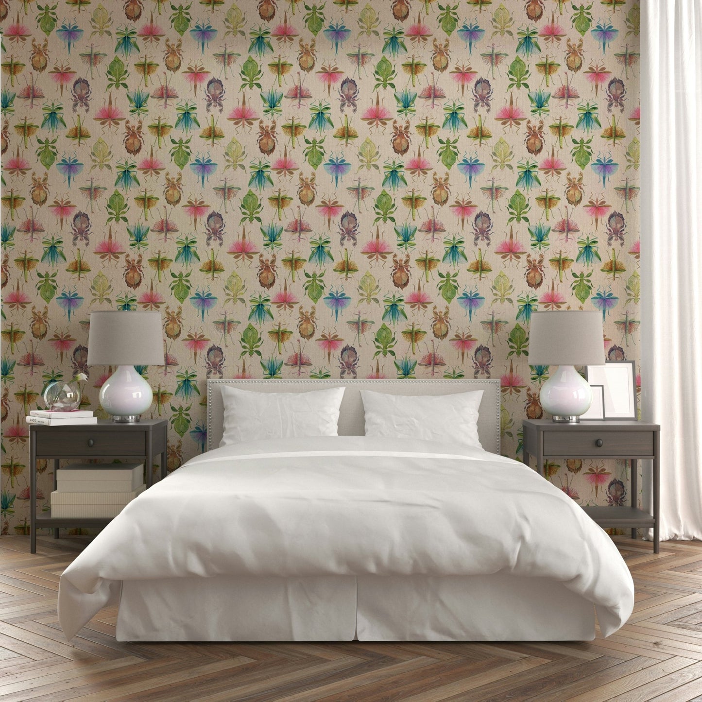 Bedroom wall with insect camouflage mural GD485

