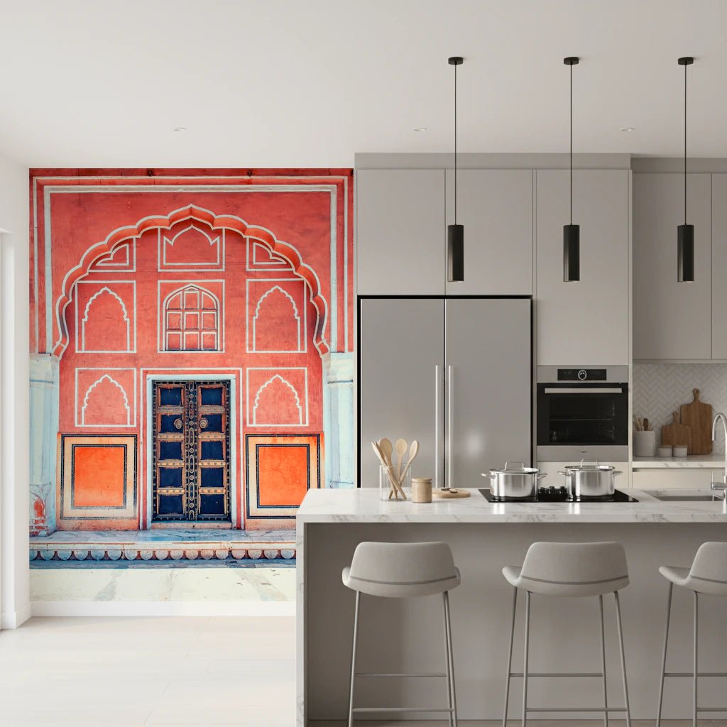 Traditional carved archway wall mural in living room, GD8034