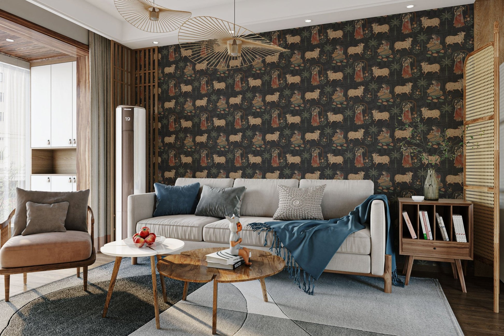 traditional Pichwai cow wallpaper pattern