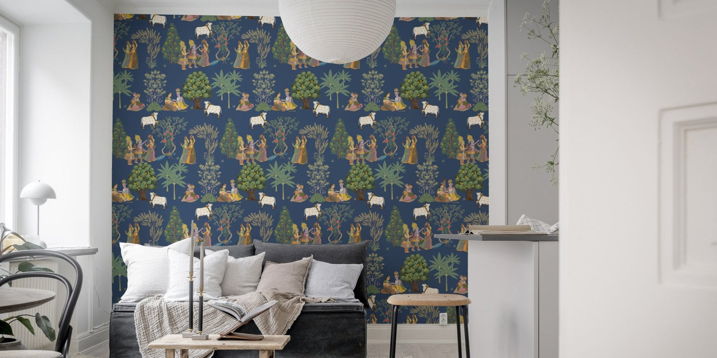 Indian Folk Art Wall Mural Design
