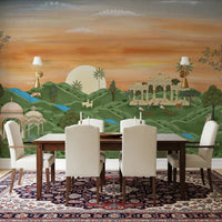 Indian Palace Horizon Wall Mural set behind a formal dining table in a classic room