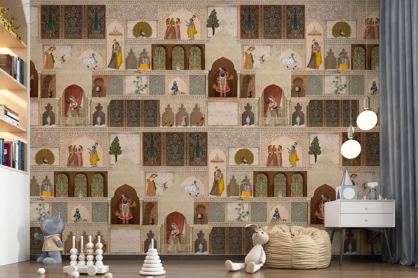 Indian Palace Narrative Wall Mural