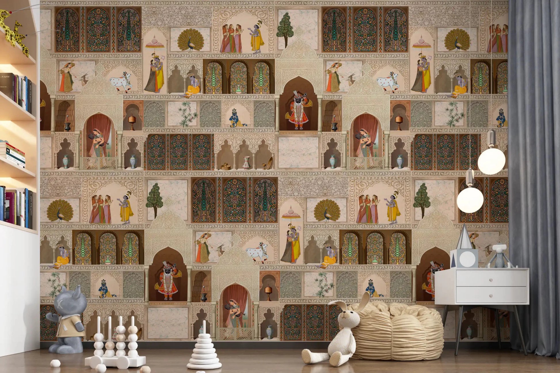 Indian Palace Narrative Wall Mural