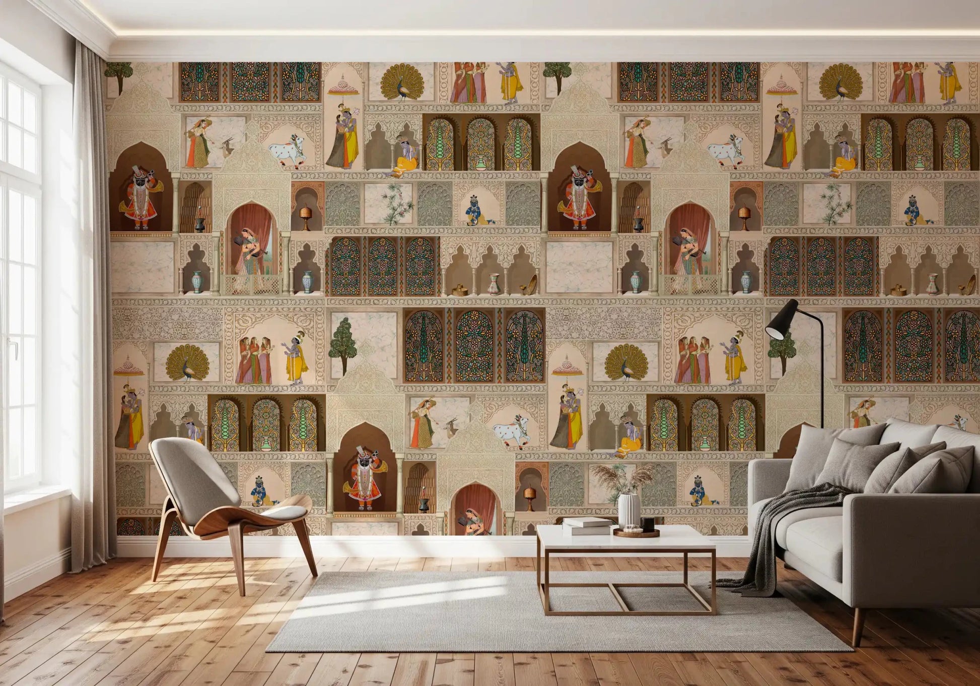 Indian Palace Narrative Wall Mural