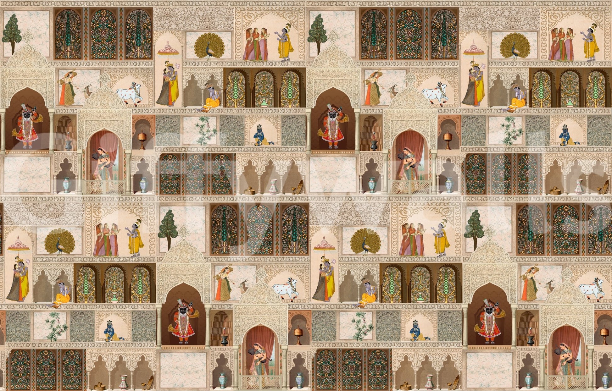 Indian Palace Narrative Wall Mural