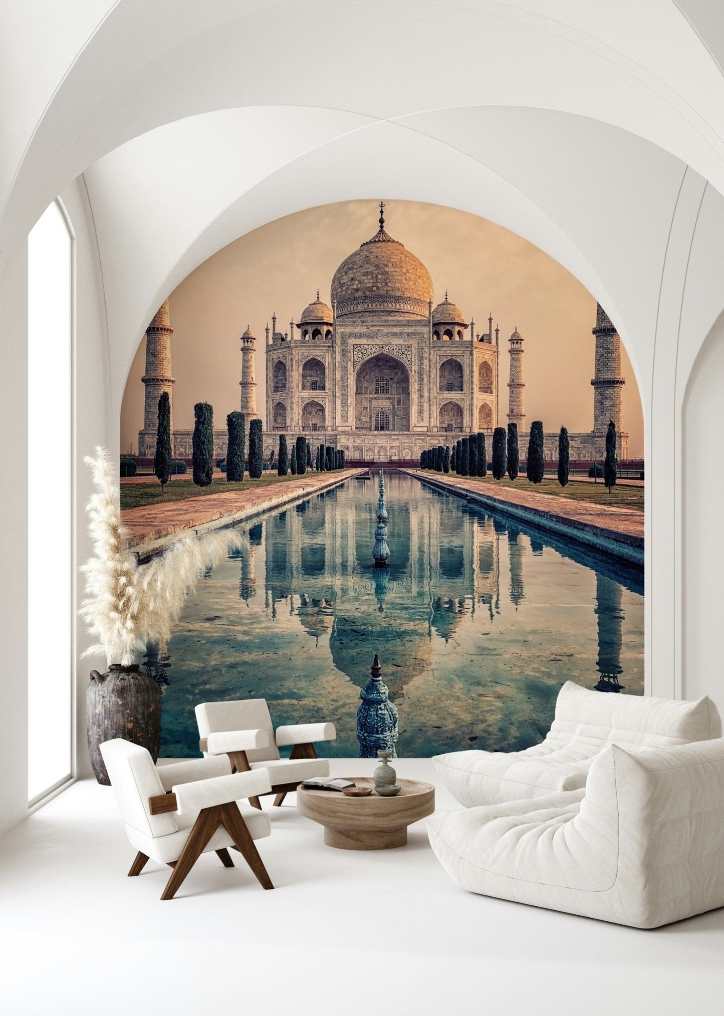 Ornate archways appear within Indian Palace Serenity mural.