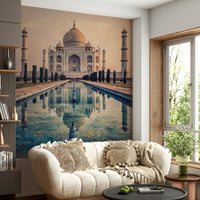 Elegant mausoleum architecture defines Indian Palace Serenity mural.