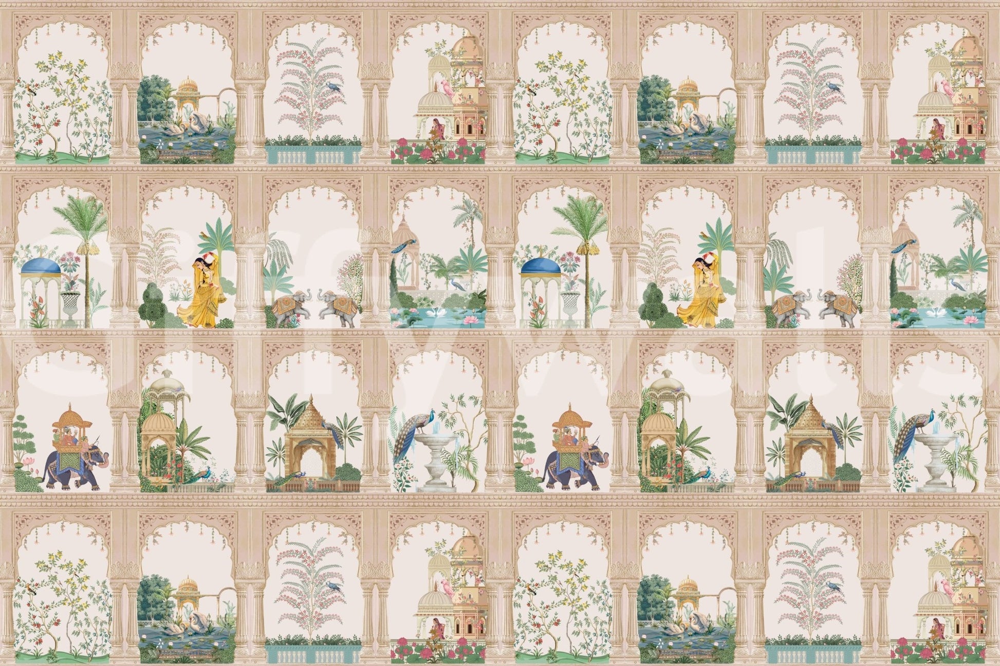 Balcony vista Indian Palace View Wall Mural in a modern penthouse.