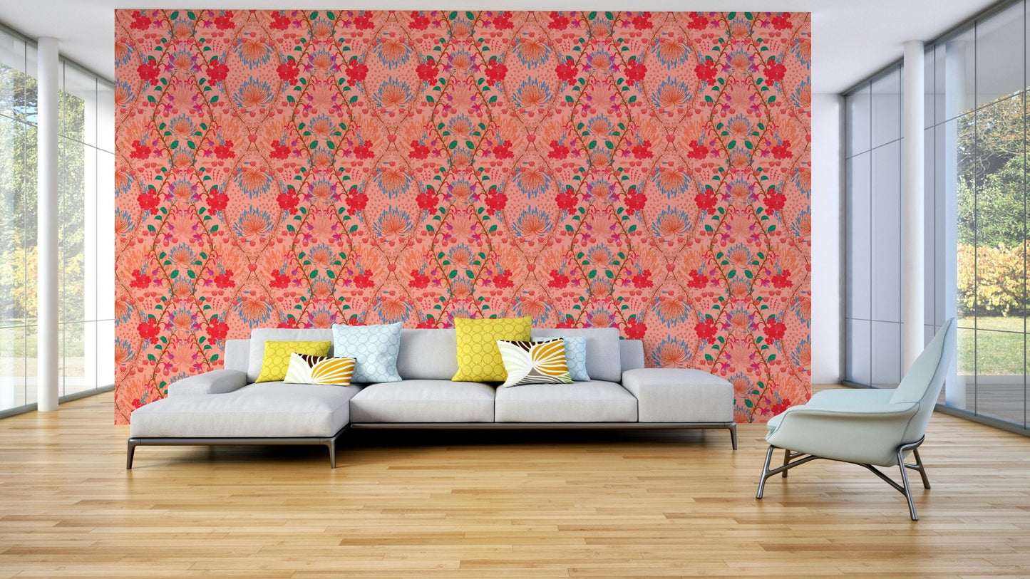 Vibrant floral wall mural GD799
