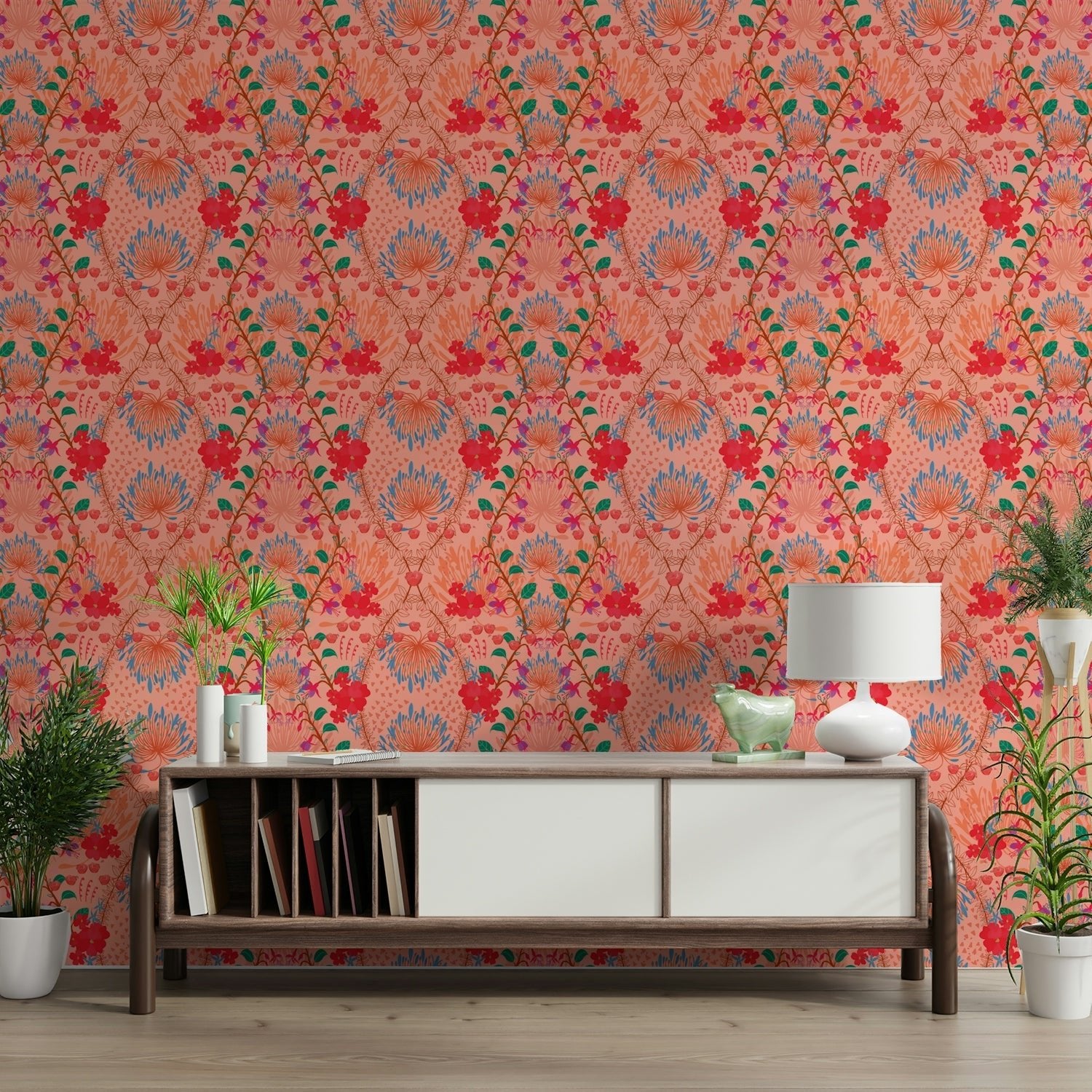 Bright red flower wallpaper GD799
