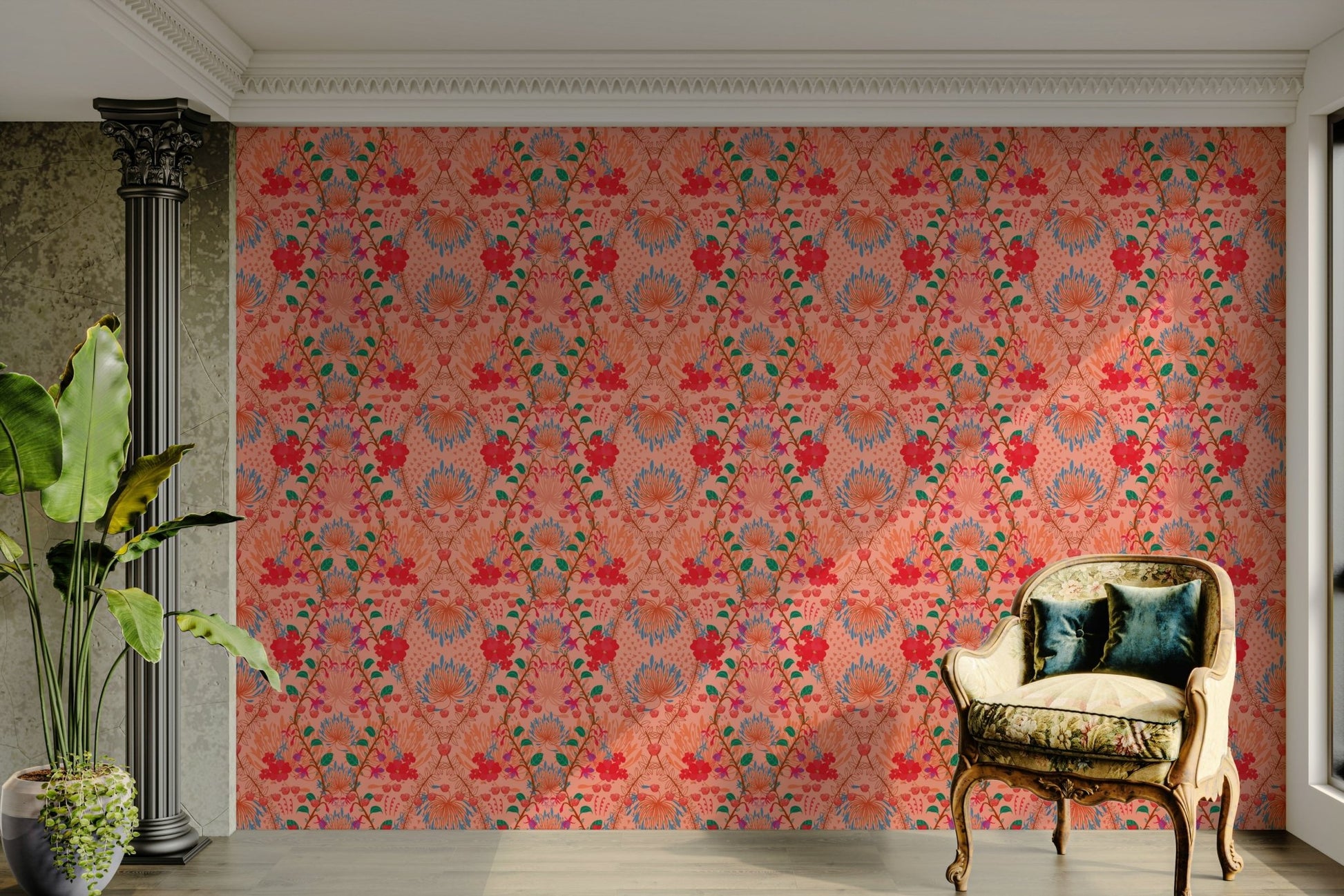Green leafy wallpaper for walls GD799
