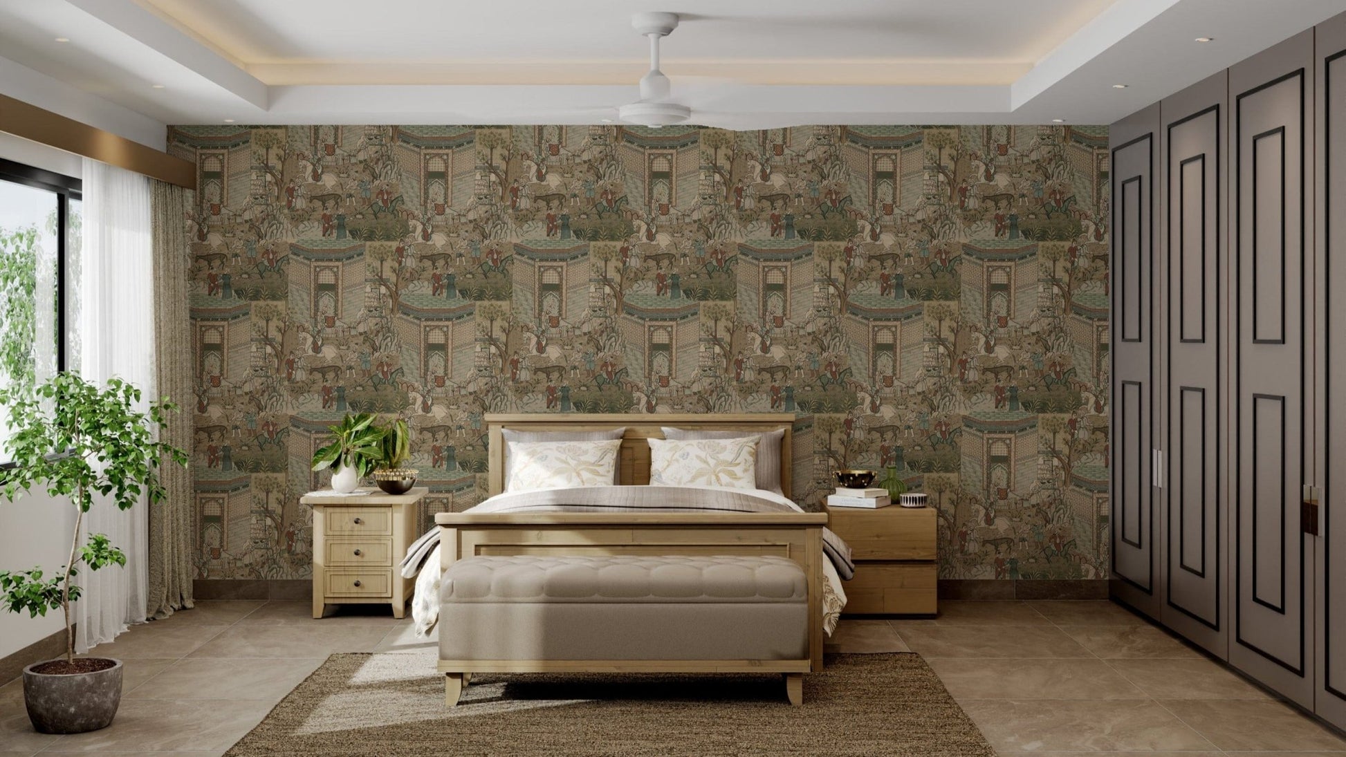 Horses in Indian village setting wallpaper

