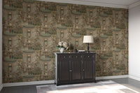 Horse and hut pattern Indian wallpaper

