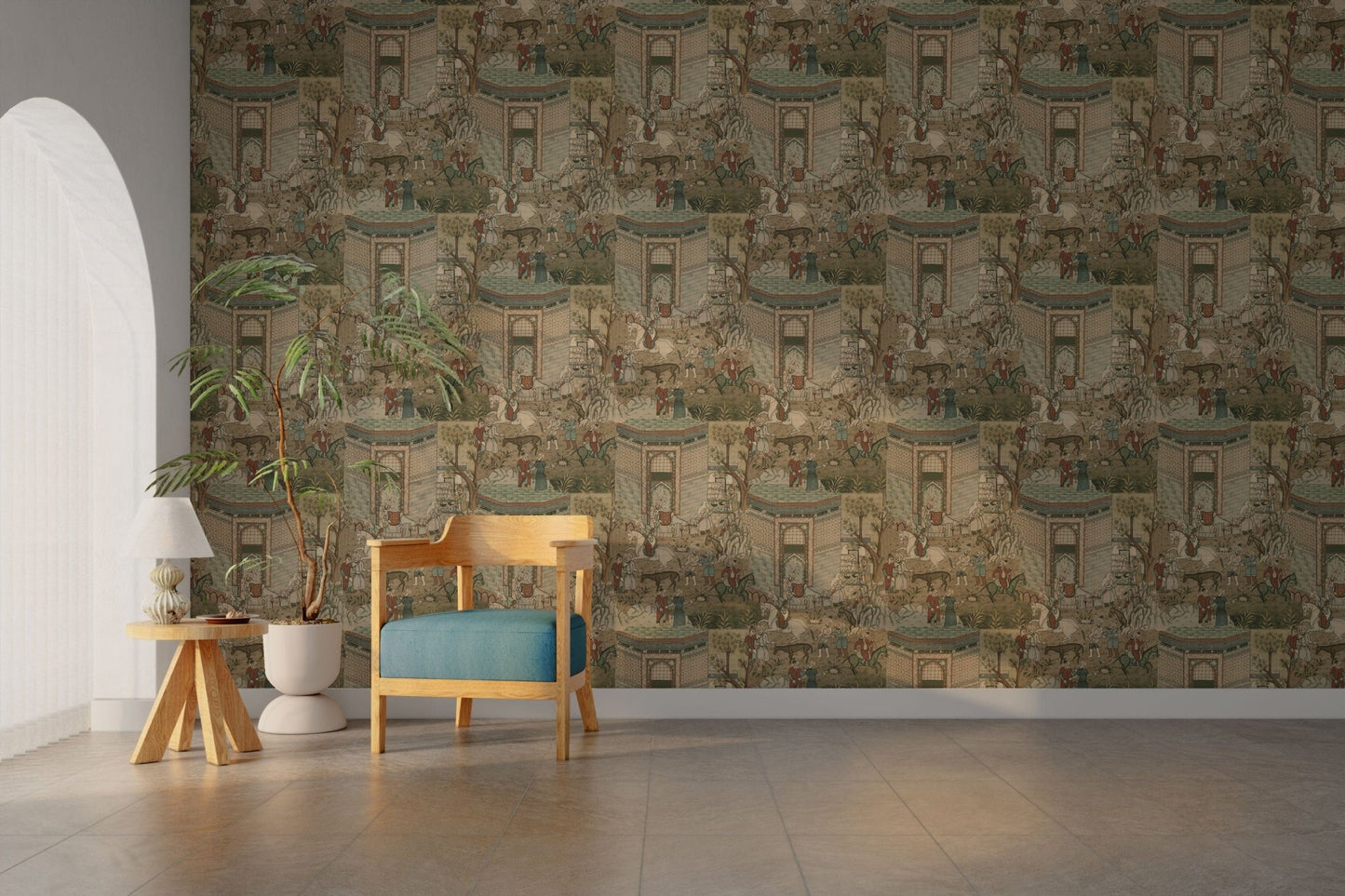 Indian horses and houses wall design

