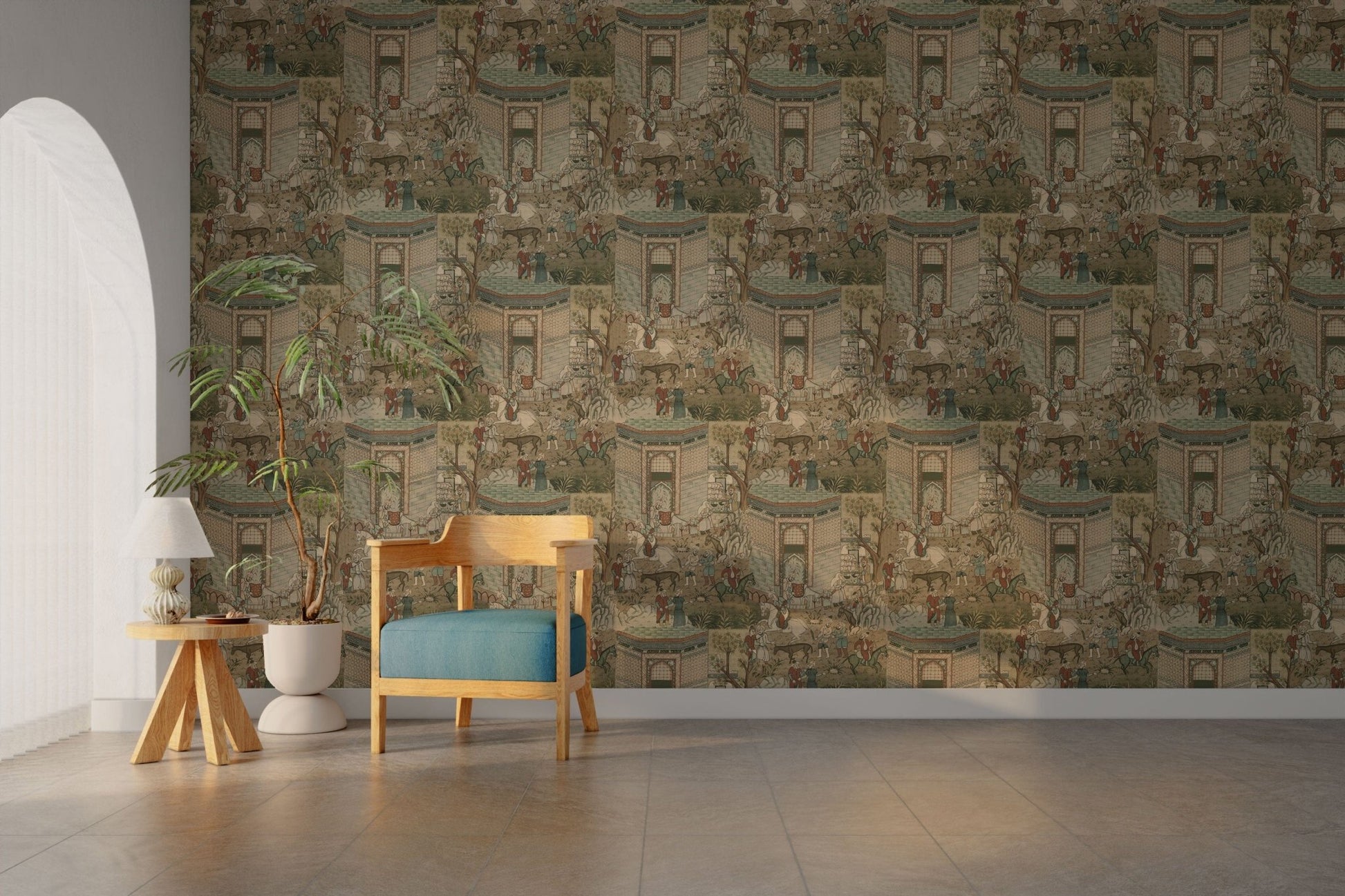 Indian horses and houses wall design

