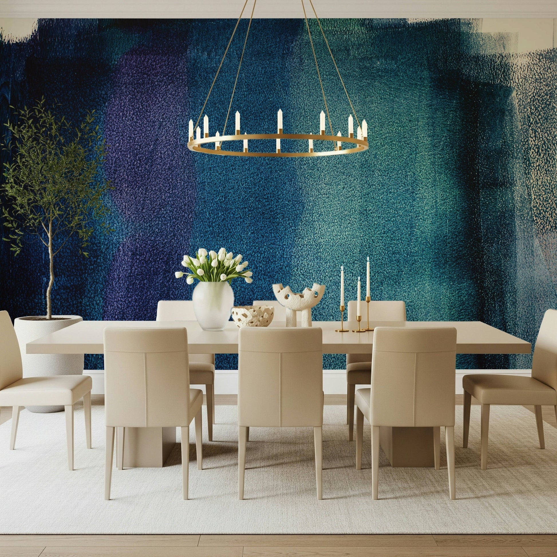 Installation view of the Indigo Dreams Texture Wall Mural.