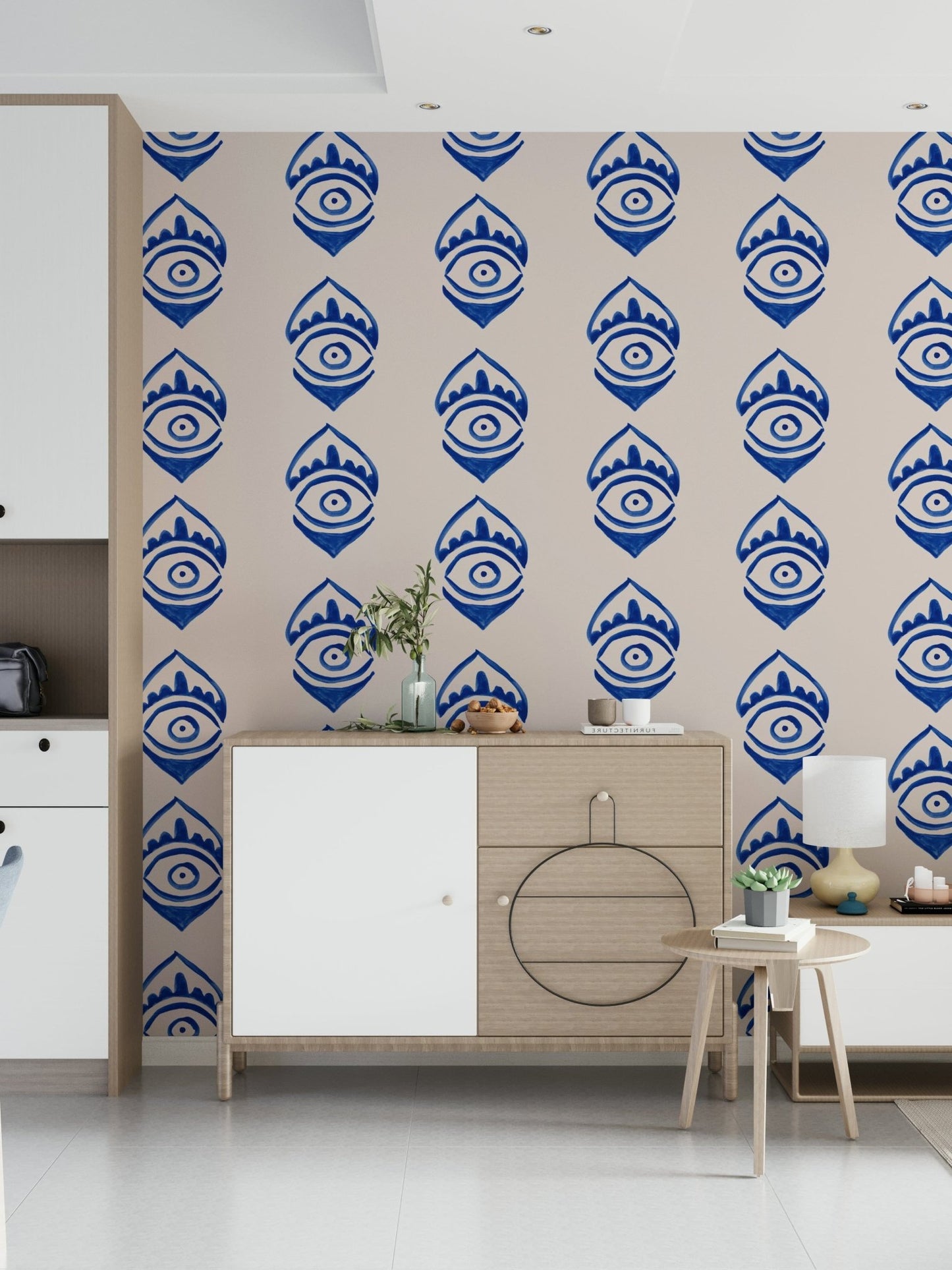 Indigo Eye Motif Wallpaper: Unique wallpaper for wall.