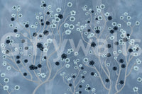 Sophisticated reception area featuring an Indigo Flower Canopy wall mural., GD7605
