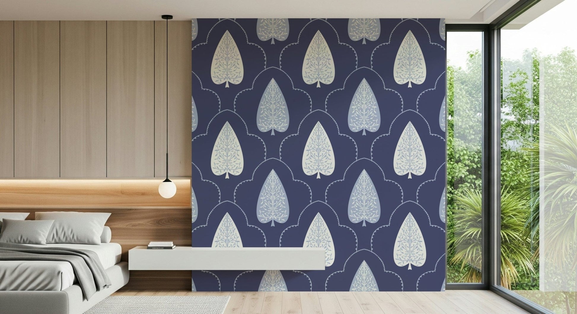 Timeless Echoes wallcovering, graceful flowing lines in a large scale pattern.