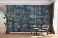 Traditional Warli art in indigo shade

