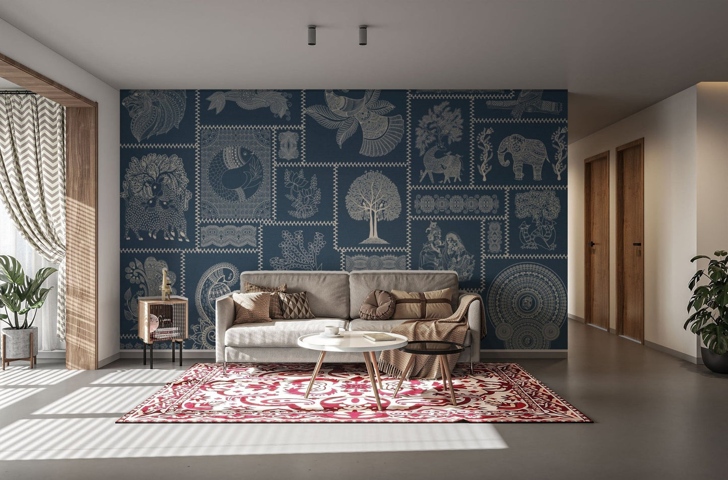 Indigo canvas with Warli patchwork

