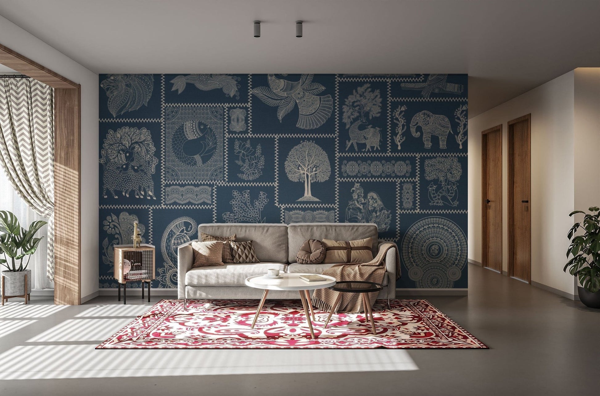 Indigo canvas with Warli patchwork

