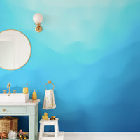 Underwater-themed indigo wall mural