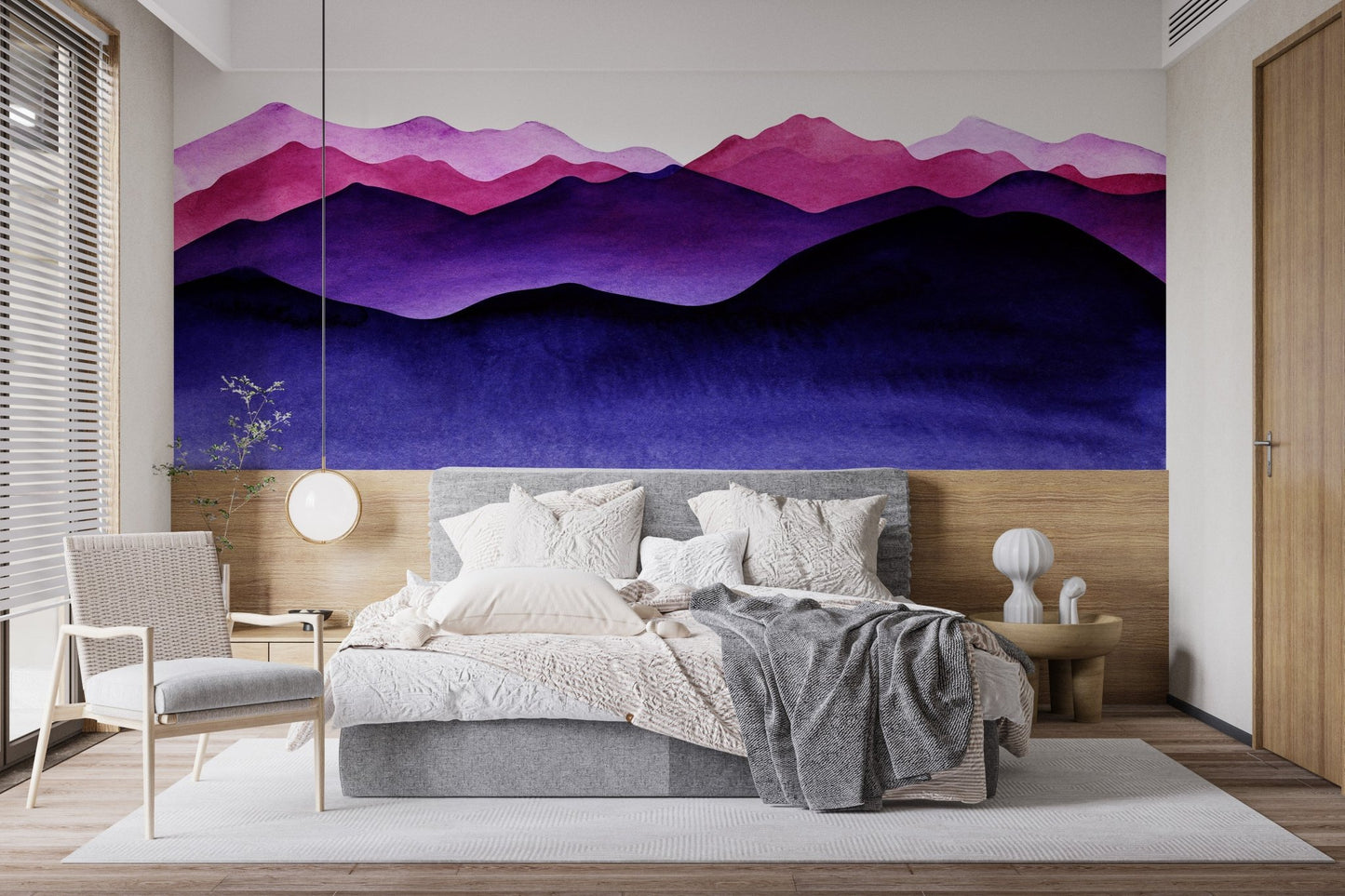 Indigo Color Shades Mountain Wallpaper Murals - Giffywalls