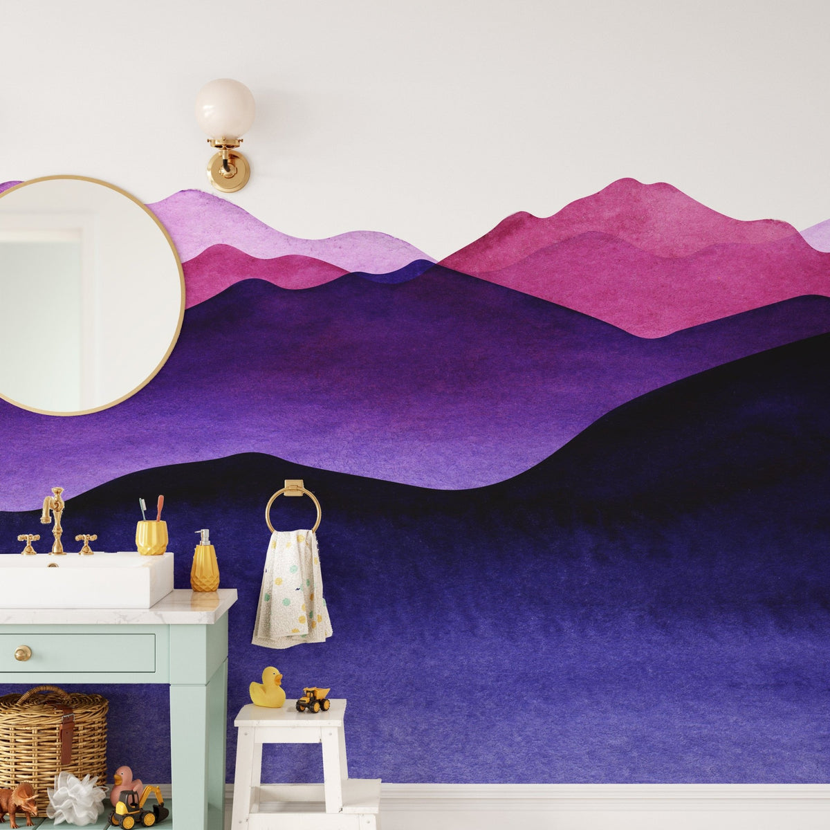 indigo color shades mountain wallpaper B135