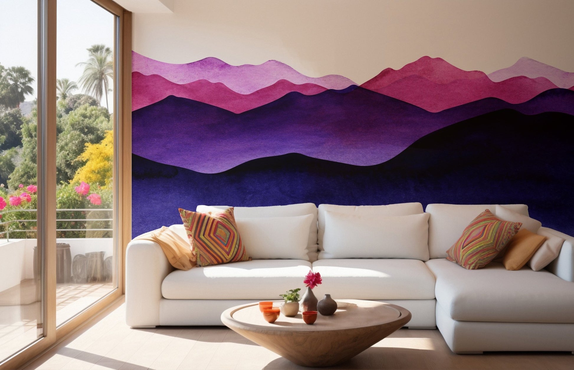Indigo Color Shades Mountain Wallpaper Murals - Giffywalls
