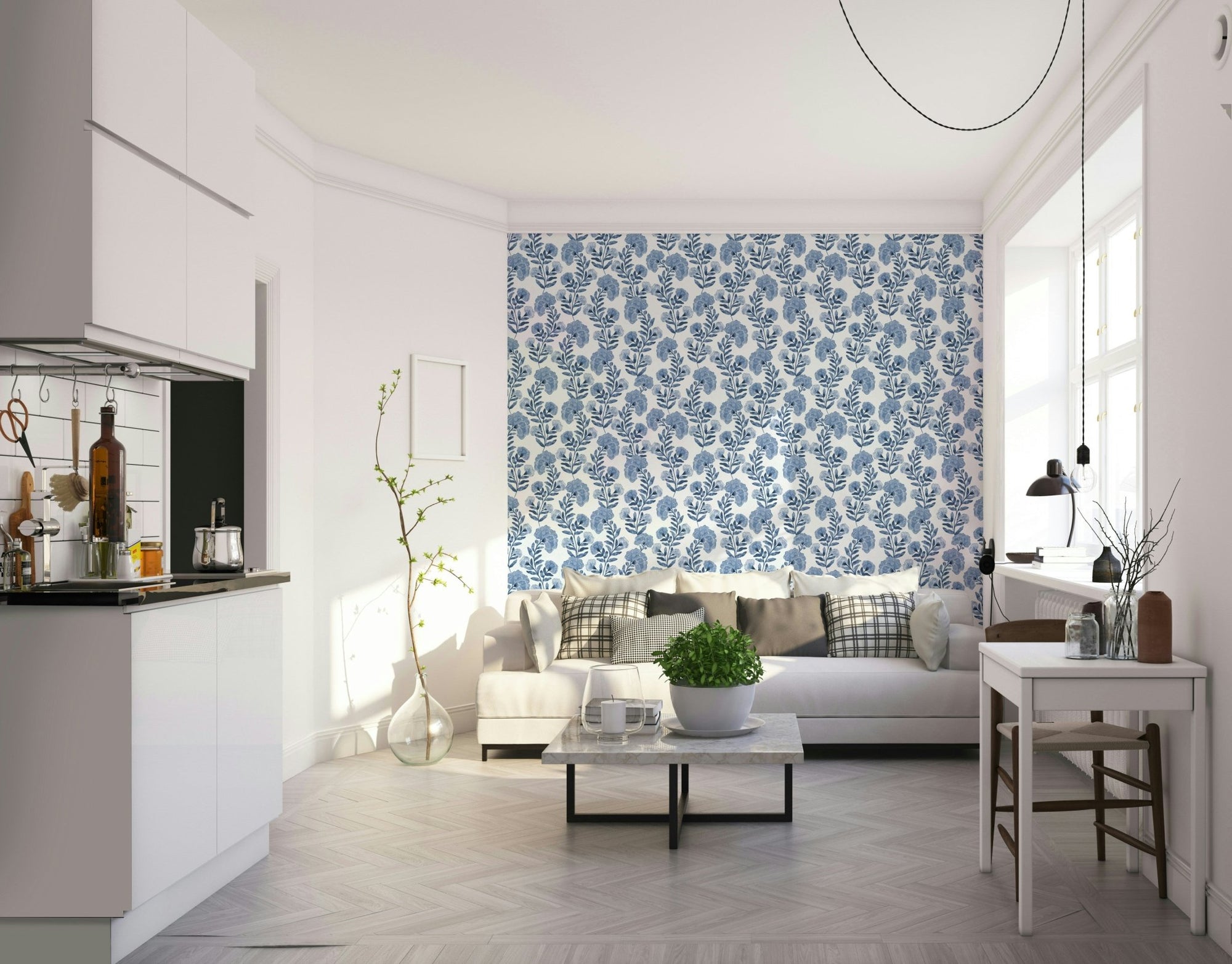 A wall mural of a peaceful floral pattern. GD3528

