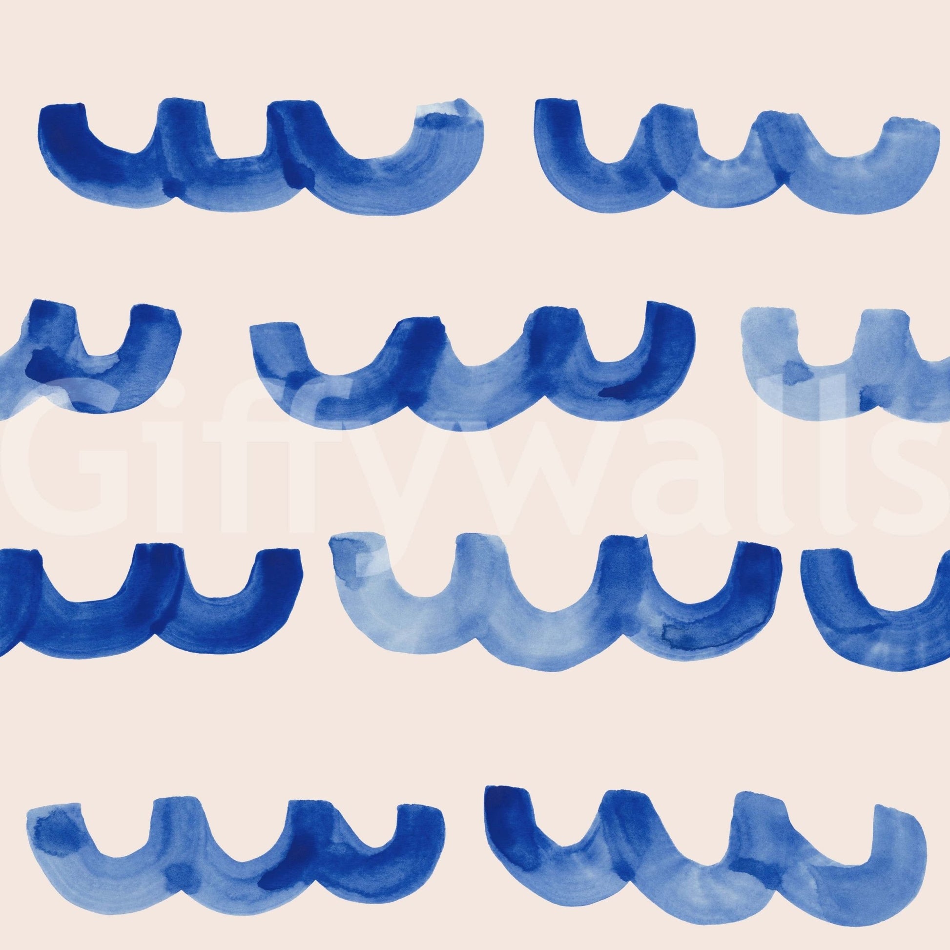 Artistic Indigo Watercolor Waves Wallpaper brushstrokes.