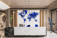 Deep indigo world map wallpaper design

