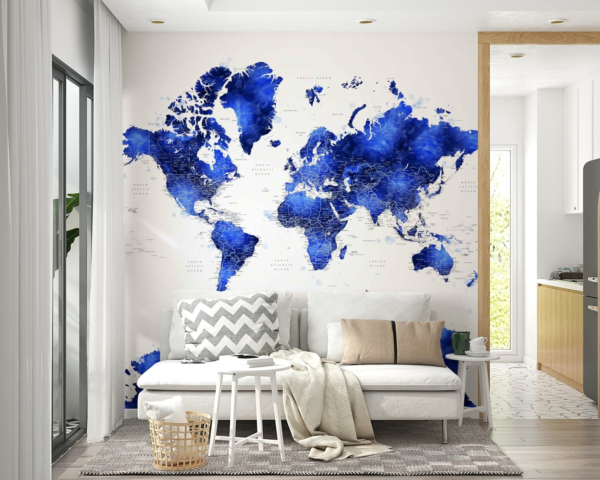 Indigo map wallpaper for home walls


