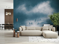 Indigo Woodland Sentinel wallpaper dense canopy cloudy atmosphere.