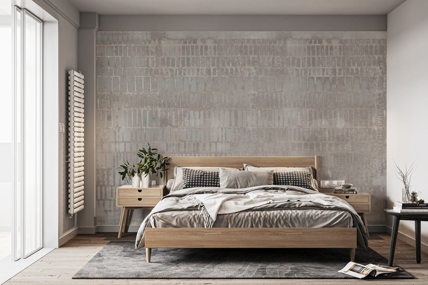 Worn Concrete Grid Effect Wall Mural
