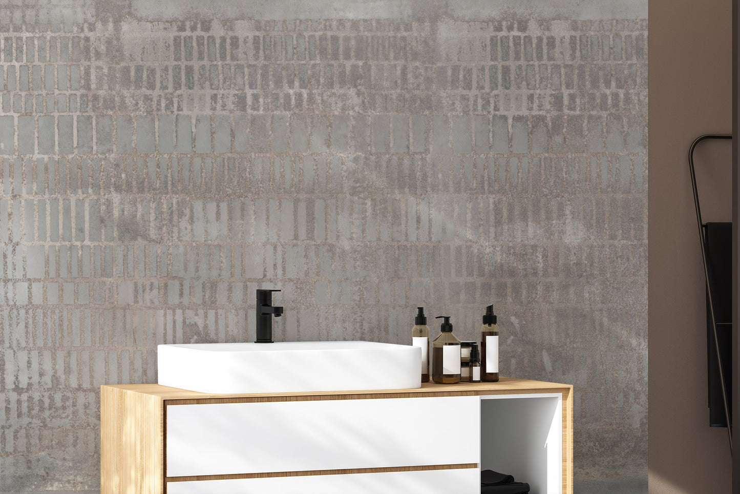 Weathered Concrete Grid Mural Wallpaper
