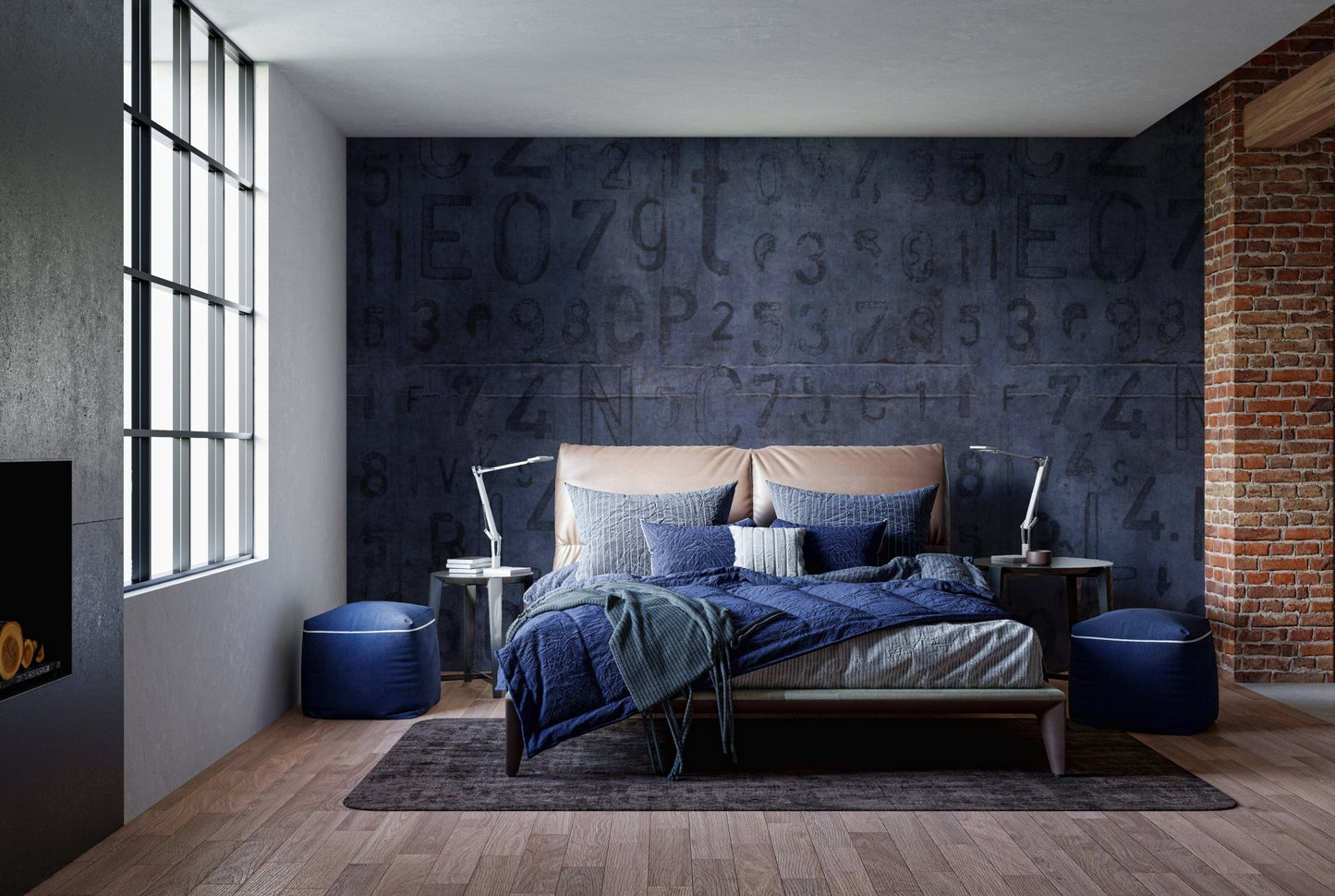 Vintage number pattern industrial wallpaper
