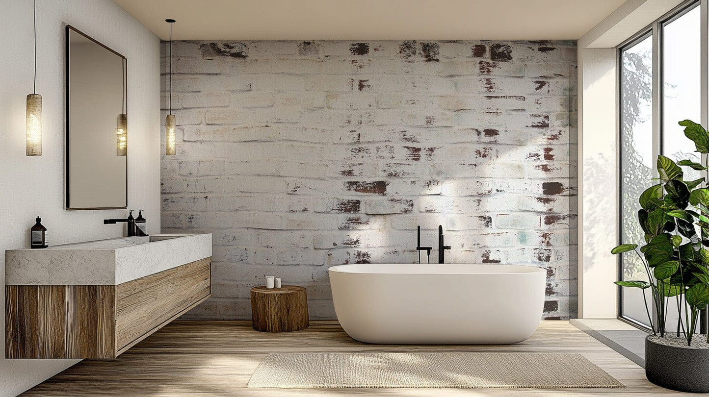 Industrial Grungy White Wash Brick Wallpaper Murals - Giffywalls