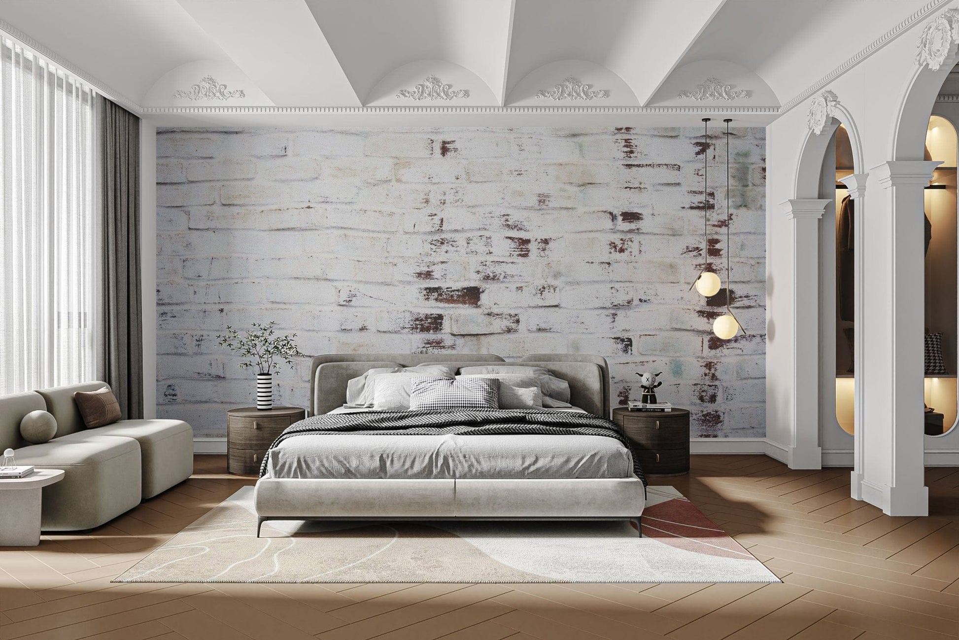 Industrial Grungy White Wash Brick Wallpaper Murals - Giffywalls