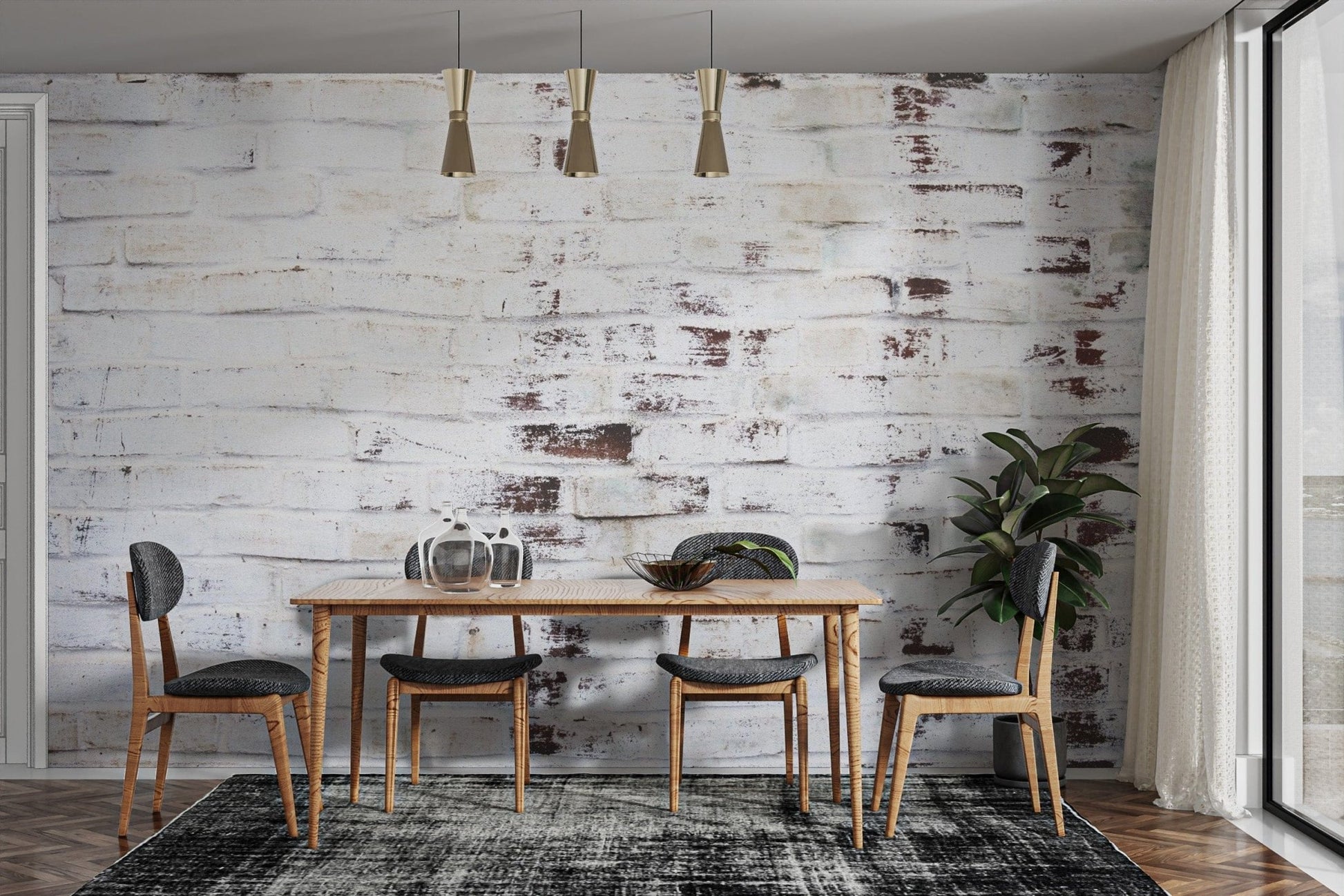 Industrial Grungy White Wash Brick Wallpaper Murals - Giffywalls