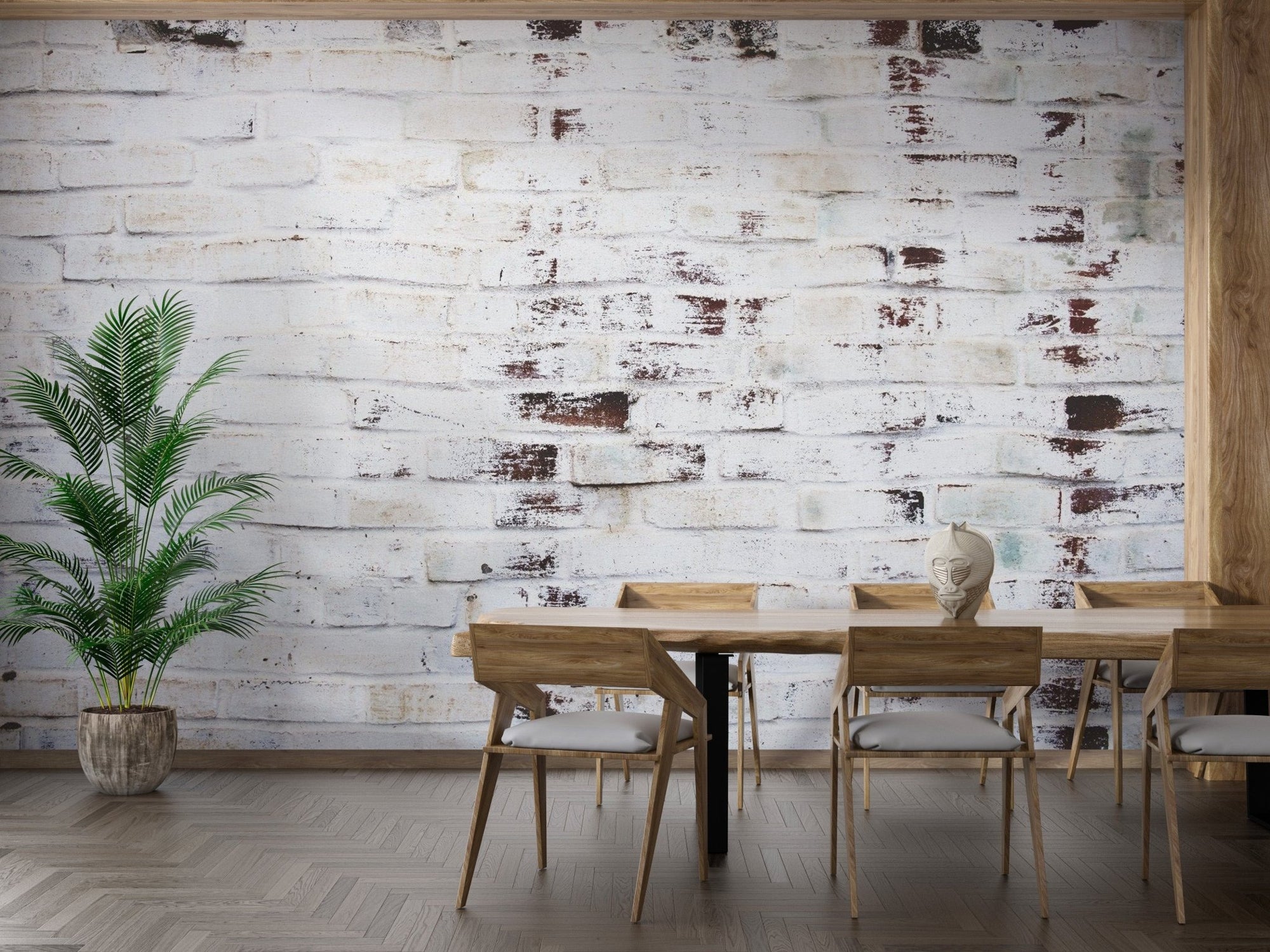 Industrial Grungy White Wash Brick Wallpaper brick-16