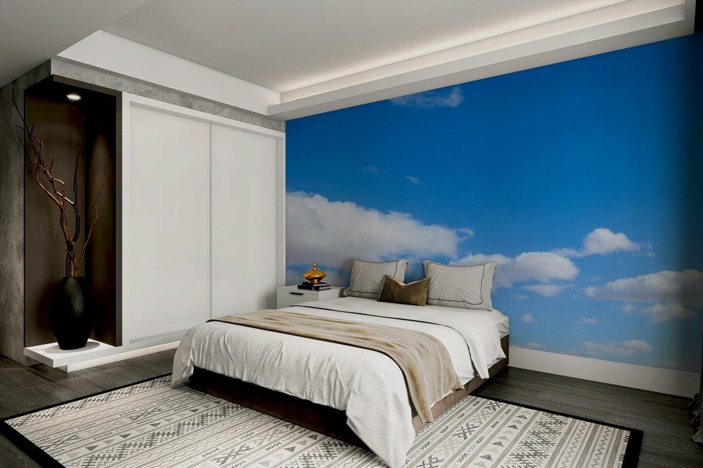 Ocean-inspired blue wall mural
