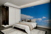 Ocean-inspired blue wall mural
