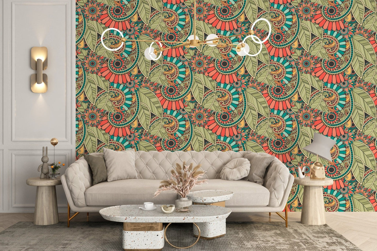 Seamless Zentangle repeat mural design A966
