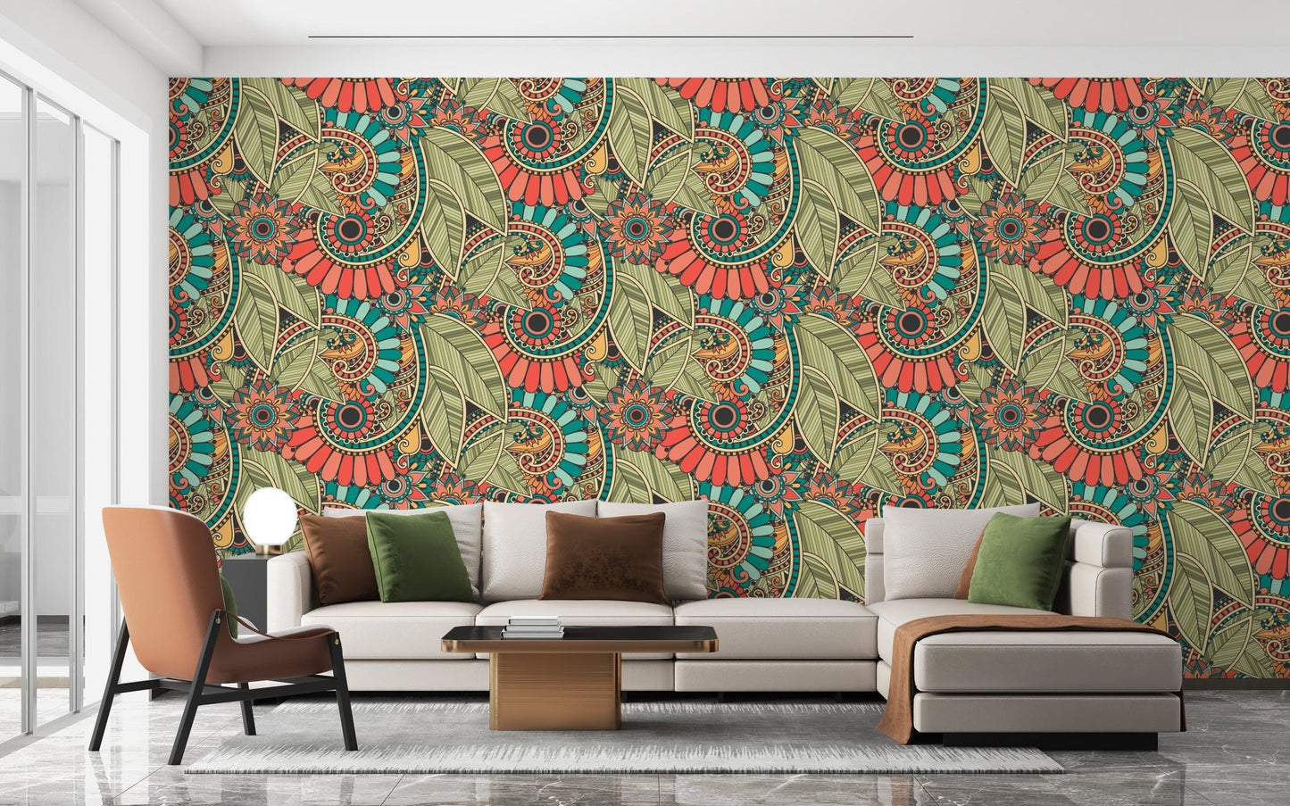 Abstract doodle-inspired mural wallpaper A966