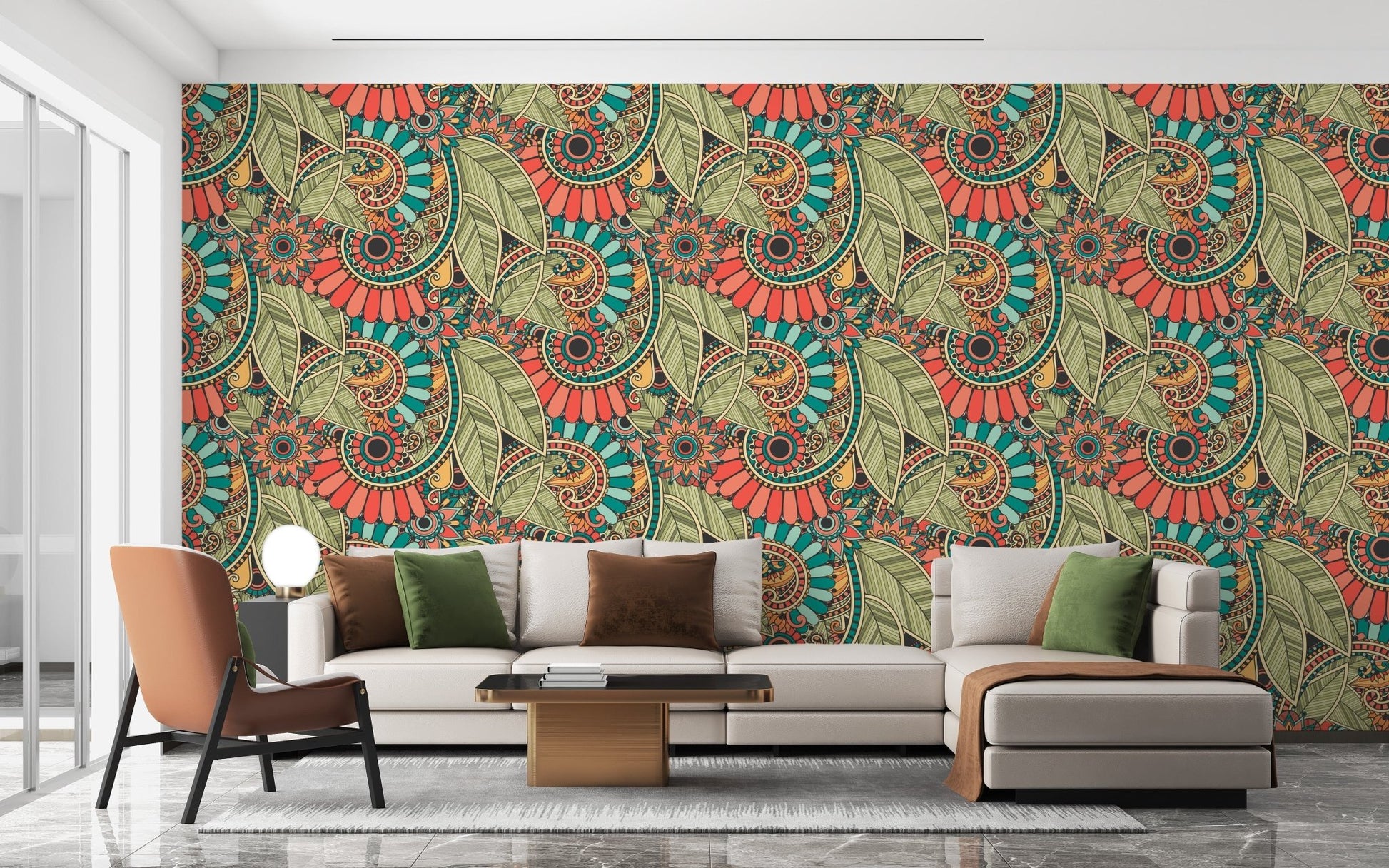 Abstract doodle-inspired mural wallpaper A966
