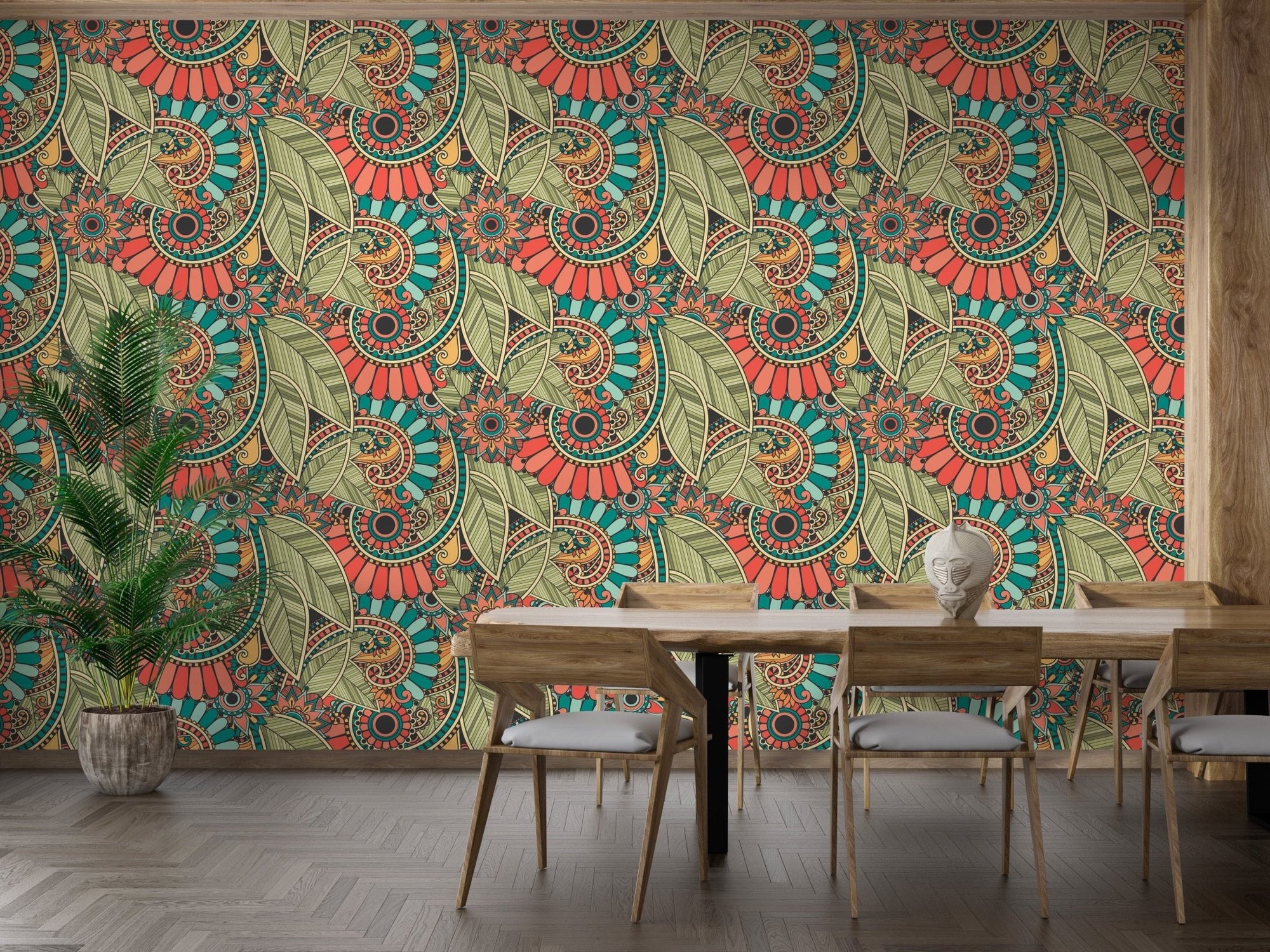 Zentangle pattern wallpaper in vibrant hues A966