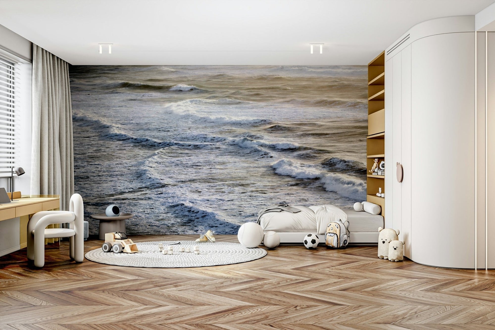 Infinite Sea Wall Mural with rolling whitecapped waves GD4895
