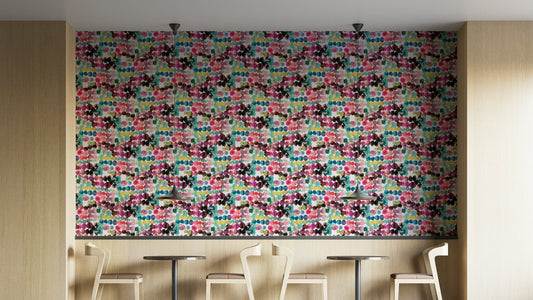Multicolor ink dots wall mural

